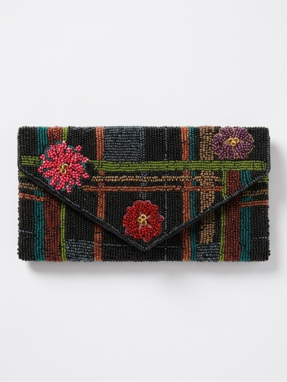 Accessorize Beaded Floral Envelope Clutch Multicolor